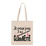 Tote-bag "clarinette" 13 je peux pas jai clarinette beige