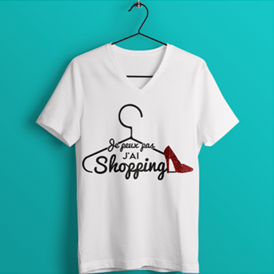 T-shirt "Je Peux Pas J'Ai Shopping"
