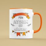 Mug "mon Atsem Est Génial" 9 tasse atsem orange face