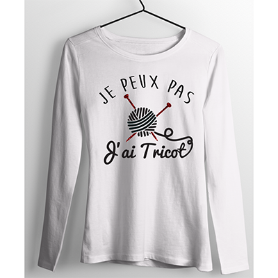 T-shirt Manches Longues "Je Peux Pas J'ai Tricot"