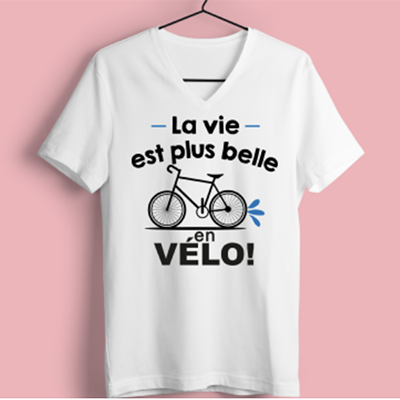 T-Shirt "la Vie Est Plus Belle En Vélo"