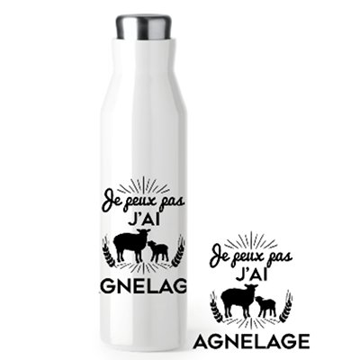 Bouteille Isotherme "Je peux pas j'ai Agnelage"