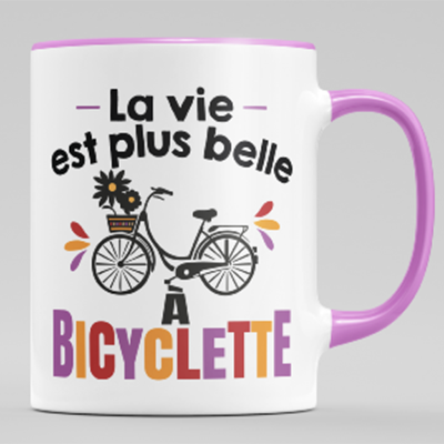 Mug "la Vie Est Plus Belle à Bicyclette"