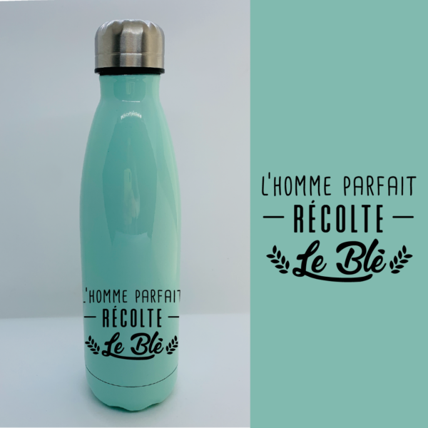Bouteille Isotherme "L'homme Parfait Récolte Le Blé" 2 gourde homme parfait recolte le ble bleu e1767891104973