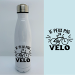 Bouteille Isotherme "Je Peux Pas J'ai Vélo" 8 gourde je peux pas jai velo blanc