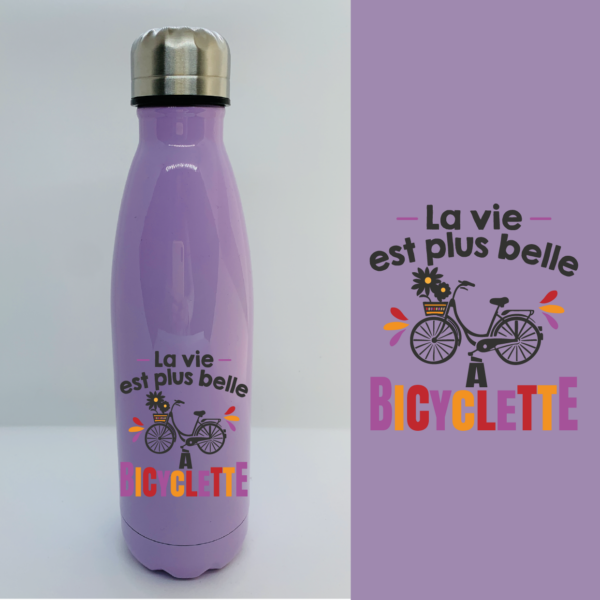 Bouteille Isotherme "La Vie est plus belle à Bicyclette" 7 Bouteille Isotherme "La Vie est plus belle à Bicyclette" – Image 5