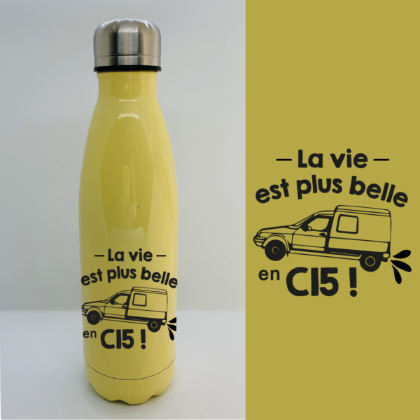 gourde la vie est plus belle en c15 jaune e1767878053324