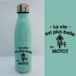 gourde la vie est plus belle en moto bleu