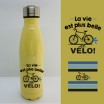 Bouteille Isotherme "La Vie Est Plus Belle En Vélo" 8 gourde la vie est plus belle en velo jaune