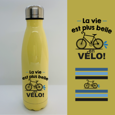 Bouteille Isotherme "La Vie Est Plus Belle En Vélo"