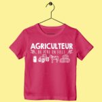 t shirt enfant agriculteur de pere en fille rose fushia