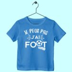 t shirt enfant je peux pas jai foot bleu roi