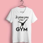 t shirt femme je peux pas jai gym poutre blanc