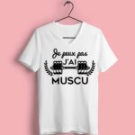 t shirt femme je peux pas jai muscu blanc