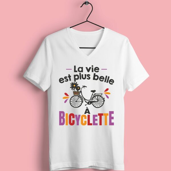 T-shirt "la Vie Est Plus Belle A Bicyclette" – Image 2