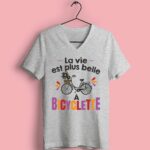 T-shirt "la Vie Est Plus Belle A Bicyclette" 13 t shirt femme la vie est plus belle a bicyclette gris chine