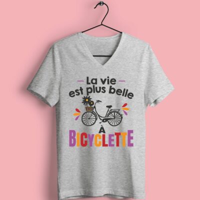 T-shirt "la Vie Est Plus Belle A Bicyclette"
