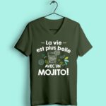 T-shirt "la Vie Est Plus Belle Avec Un Mojito" 28 t shirt femme la vie est plus belle avec un mojito vert foret