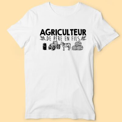 T-shirt Homme "Agriculteur De Père En Fils " 45 t shirt homme agriculteur de pere en fils blanc 1 e1763044009300