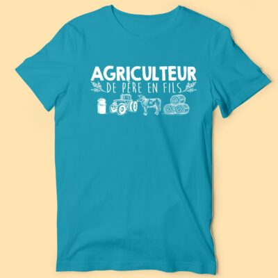 T-shirt Homme "Agriculteur De Père En Fils " 47 t shirt homme agriculteur de pere en fils bleu canard 1 e1763044025354
