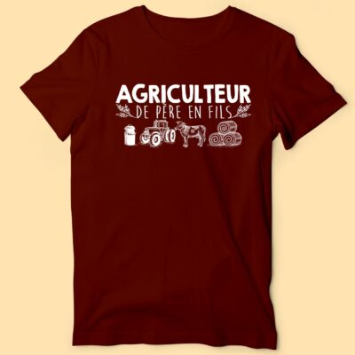 T-shirt Homme "Agriculteur De Père En Fils " 48 t shirt homme agriculteur de pere en fils bordeaux e1763044043760