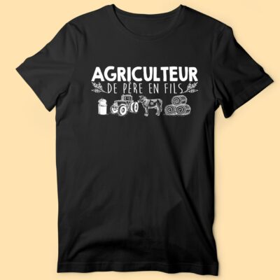 T-shirt Homme "Agriculteur De Père En Fils " 50 t shirt homme agriculteur de pere en fils noir 1 e1763044093258