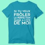 T-shirt Homme "Si Tu Veux Frôler La Perfection Passe A Côté De Moi" 13 t shirt homme froler la perfection bleu canard