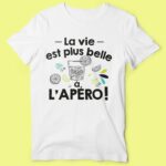 T-shirt Homme "La Vie Est Plus Belle À L'apéro" 14 t shirt homme la vie est plus belle apero blanc