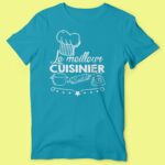 t shirt homme le meilleur cuisinier bleu canard