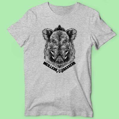 T-shirt Homme "Meilleur Chasseur" sanglier 21 t shirt homme meilleur chasseur sanglier gris chine 1 e1763040068860