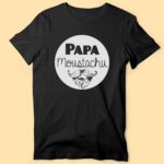 t shirt homme papa moustachu noir
