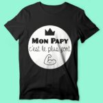 t shirt homme papy le plus fort noir 1