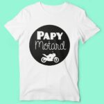 t shirt homme papy motard blanc