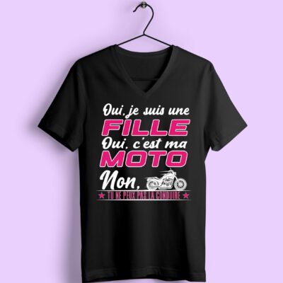T-shirt "Oui Je Suis Une Fille, Oui C'est Ma Moto"
