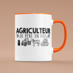 tasse agriculteur de pere en fils orange