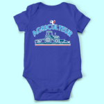 body bebe agriculteur bleu roi