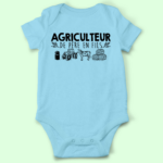 body bebe agriculteur de pere en fils bleu clair