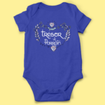 body bebe petit tresor a parrain bleu roi