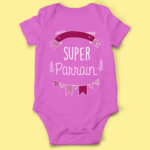 body bebe super parrain fille rose fushia