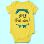 body bebe super parrain garcon jaune