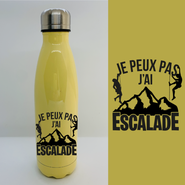 Bouteille Isotherme "Je Peux Pas J'ai Escalade" 2 gourde je peux pas jai escalade jaune e1768227137926