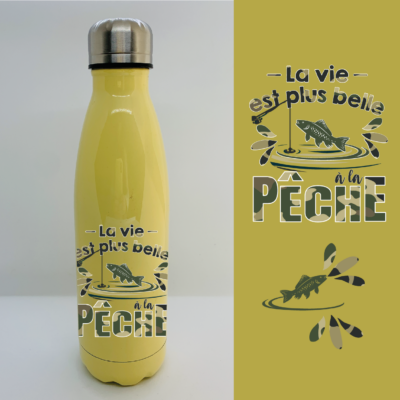 Bouteille Isotherme "La Vie Est Plus Belle À La Pêche"