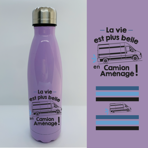 Bouteille Isotherme "La Vie Est Plus Belle En Camion Aménagé" 2 gourde la vie est plus belle en camion amenage violet e1767954576995