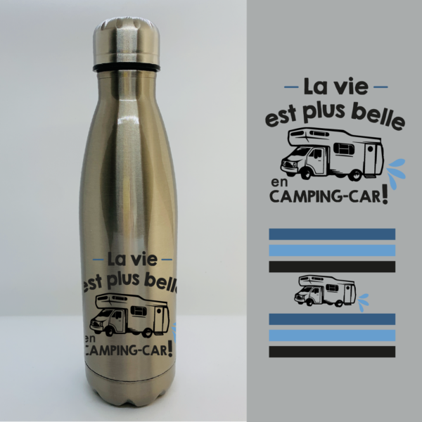Bouteille Isotherme "La Vie Est Plus Belle En Camping-Car" 4 Bouteille Isotherme "La Vie Est Plus Belle En Camping-Car" – Image 2