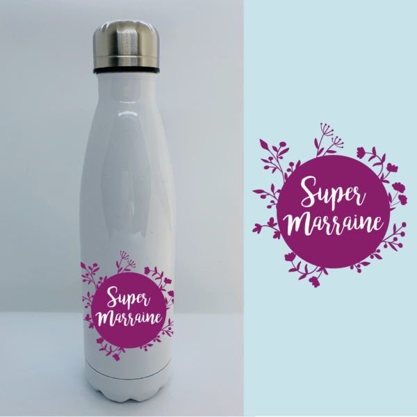 Bouteille Isotherme "Super Marraine" 2 gourde super marraine blanc 1 e1768381447549