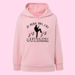 sweat enfant je peux pas jai guitare rose clair