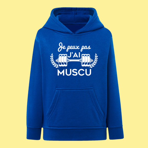 sweat enfant je peux pas jai muscu bleu roi e1768927942373