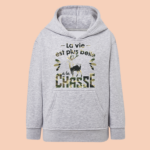 sweat enfant la vie est plus belle a la chasse gris chine