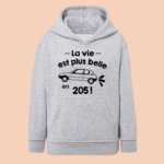 Sweat Enfant "La Vie Est Plus Belle En 205" 12 sweat enfant la vie est plus belle en 205 gris chine