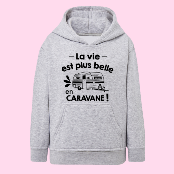 sweat enfant la vie est plus belle en caravane gris chine e1769003010472